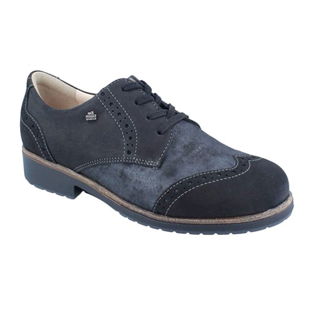 Finn Comfort Asiago Wingtip Oxford Comfort Leather Shoes Navy Blue Womens 4.5